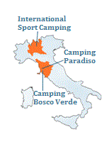 Locatie van onze campings in Italie
